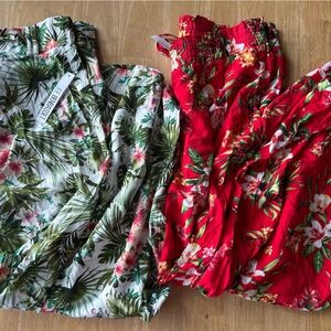 Floral boho Pants woman’s XL pants red and white flowers  bundle set